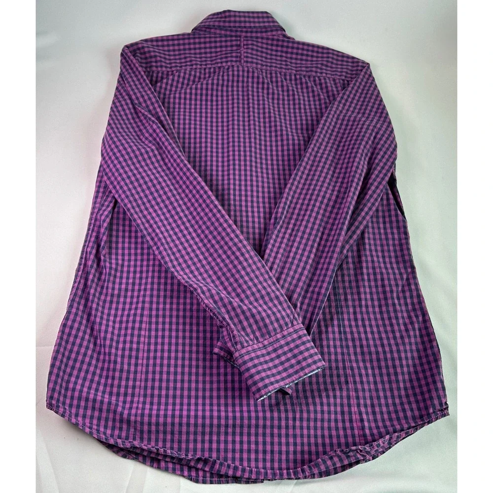 Banana Republic Purple Gingham Soft Wash Tailored Slim Fit Button Down Men Large